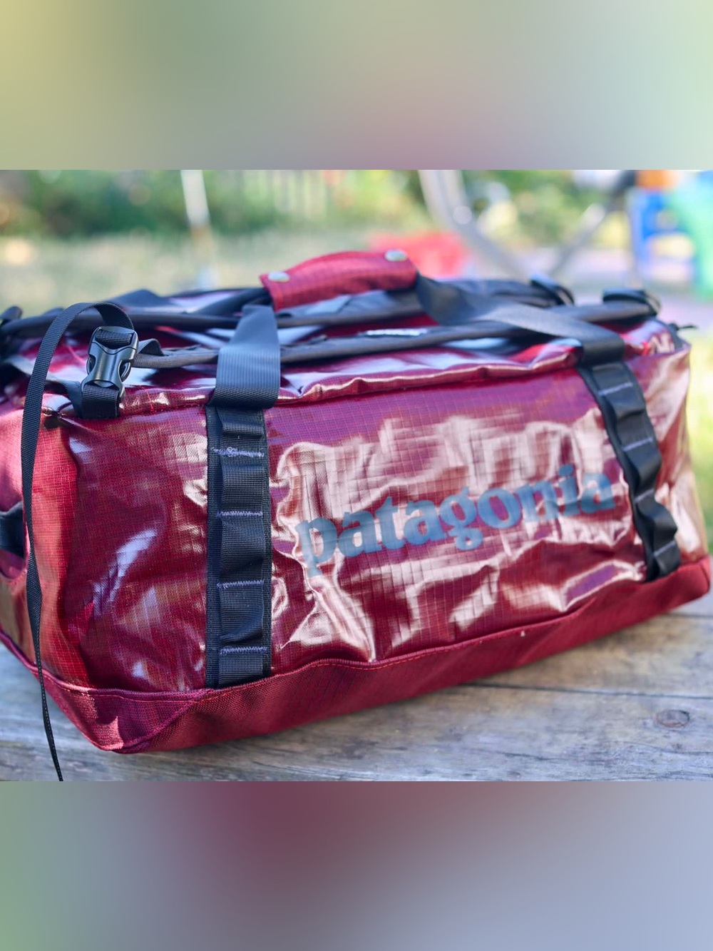 Patagonia 40L Red Duffel Bag Polyester Solid Zip Closure Backpack Older version